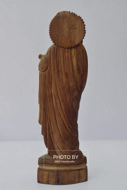 Antique Sandalwood Carved Mother Mary with Infant Jesus statue - Arts99 - Online Art Gallery