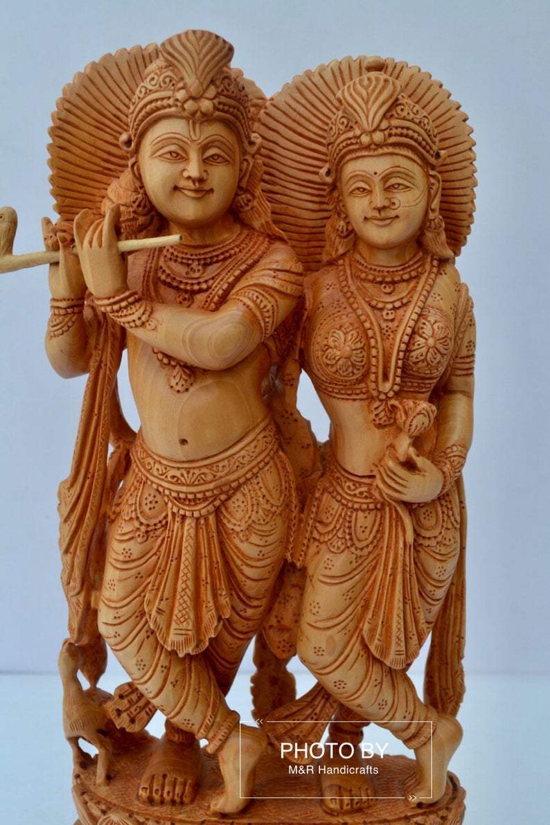 Wooden beautifully hand carved radha krishna statue - Arts99 - Online Art Gallery