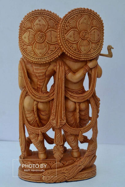 Wooden beautifully hand carved radha krishna statue - Arts99 - Online Art Gallery