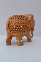 Wooden Fine Hand Carved Jewellery Elephant Under Cut Statue - Arts99 - Online Art Gallery