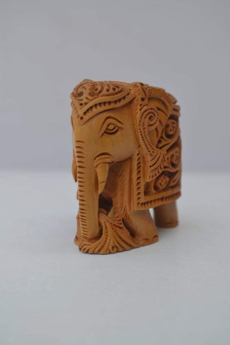 Sandalwood Fine Hand Carved Tiny Elephant Statue - Arts99 - Online Art Gallery