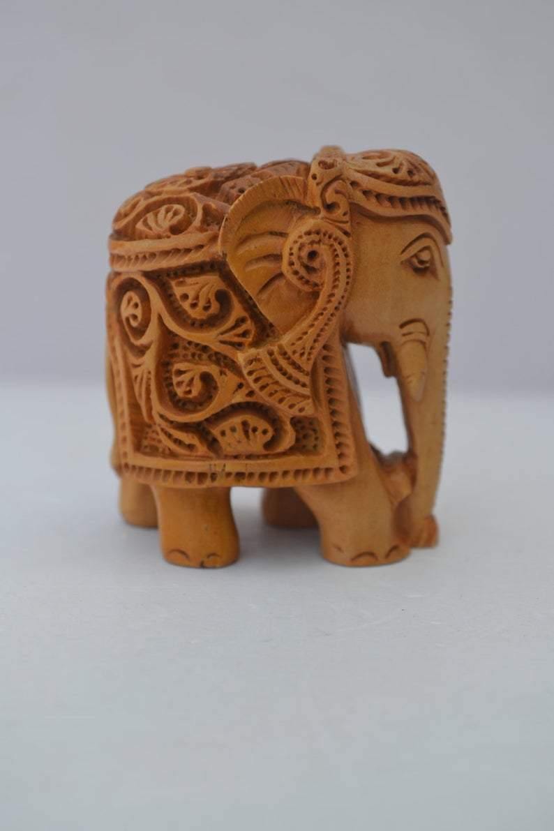 Sandalwood Fine Hand Carved Tiny Elephant Statue - Arts99 - Online Art Gallery