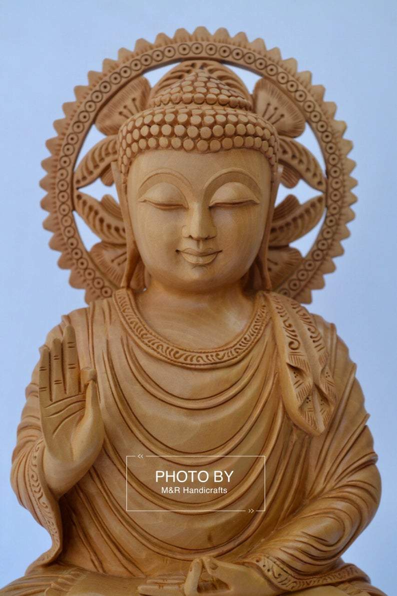 Wooden fine Hand Carved Buddha Sitting Statue - Arts99 - Online Art Gallery