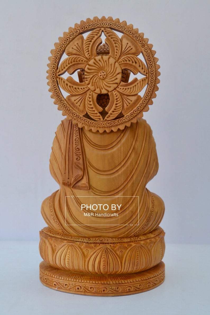 Wooden fine Hand Carved Buddha Sitting Statue - Arts99 - Online Art Gallery
