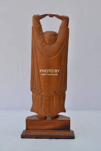 Vintage Sandalwood Carved Happy Man Laughing Buddha Statue - Arts99 - Online Art Gallery