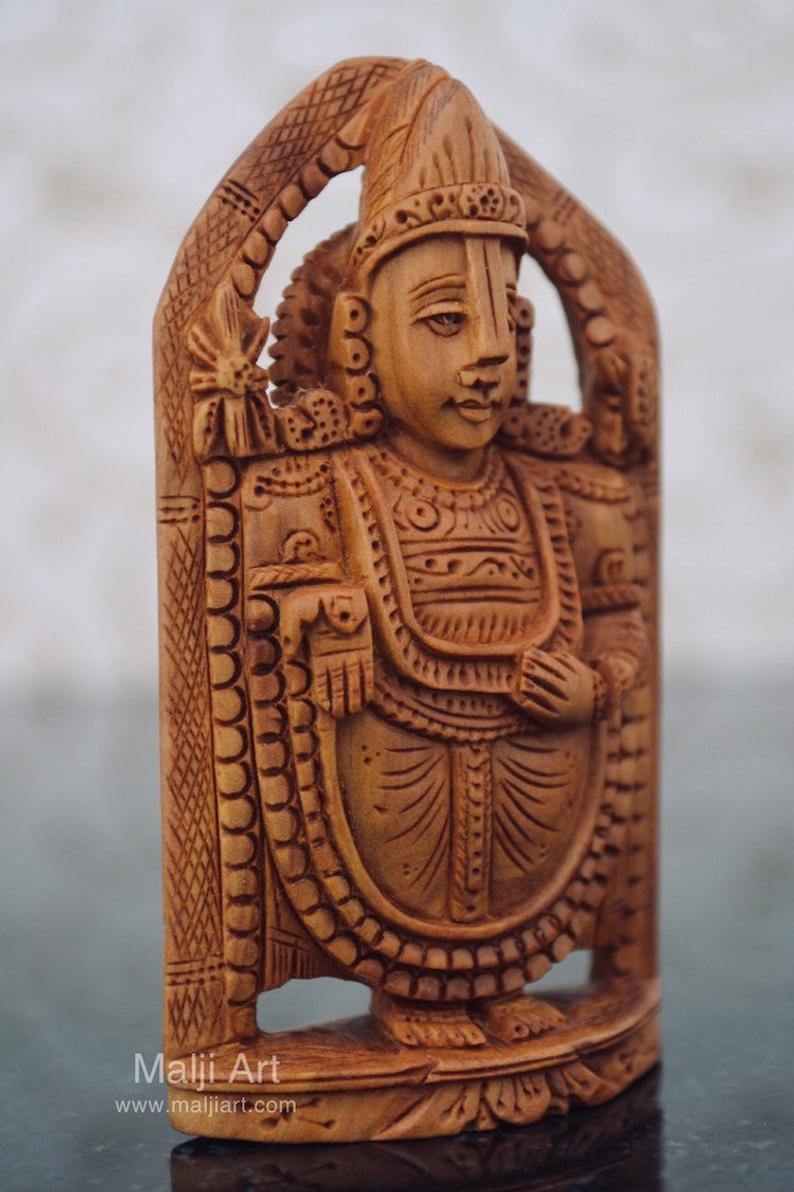 Sandalwood Beautifully Carved Small TIRUPATI BALAJI Statue - Arts99 - Online Art Gallery