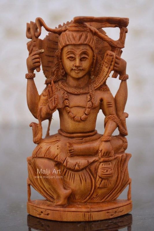 Sandalwood Carved Small Shiva Miniature Idol for gift - Arts99 - Online Art Gallery