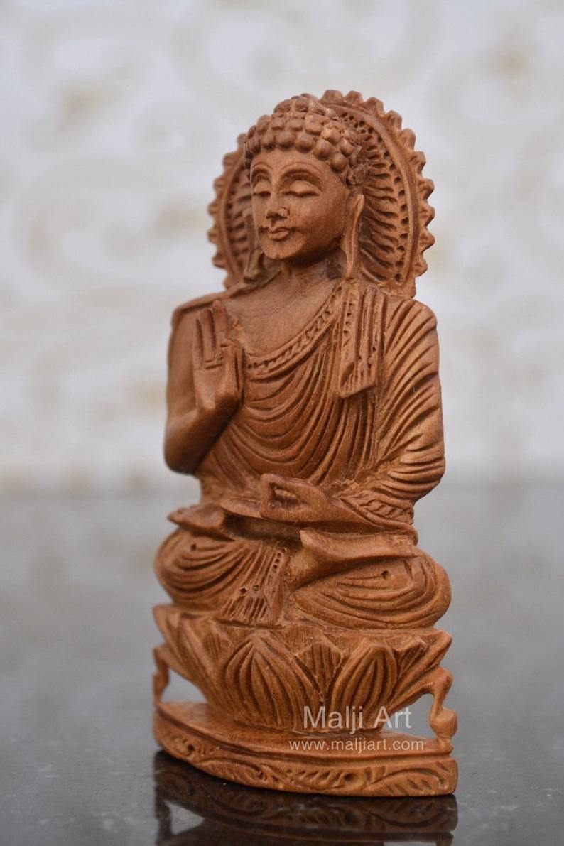 Sandalwood beautiful Hand Carved Buddha Statue - Arts99 - Online Art Gallery