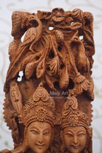 Sandalwood Fine Carved Radha Krishna Under Tree - Arts99 - Online Art Gallery