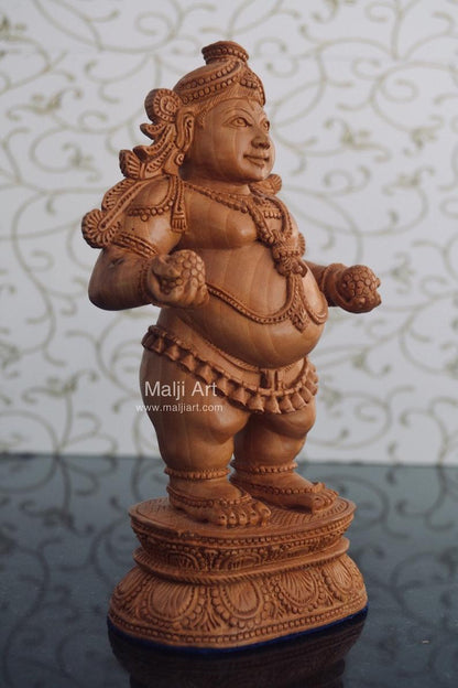 Wooden Fine Hand Carved Standing Baby Krishna Laddu Gopal Statue - Arts99 - Online Art Gallery