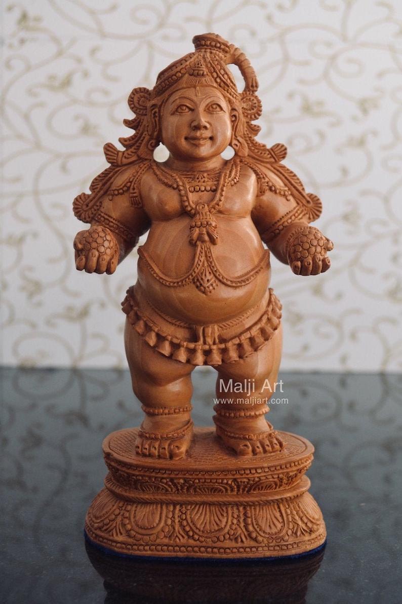 Wooden Fine Hand Carved Standing Baby Krishna Laddu Gopal Statue - Arts99 - Online Art Gallery