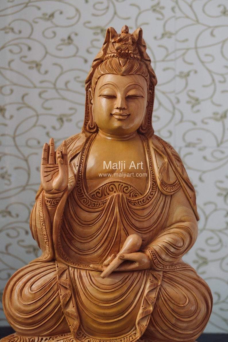 Wooden Fine Hand Carved Buddha Statue - Arts99 - Online Art Gallery