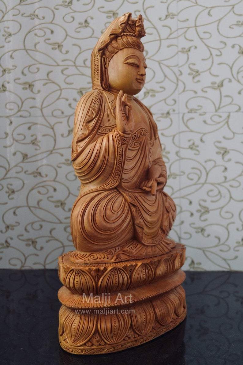 Wooden Fine Hand Carved Buddha Statue - Arts99 - Online Art Gallery