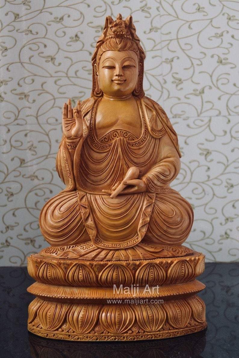 Wooden Fine Hand Carved Buddha Statue - Arts99 - Online Art Gallery