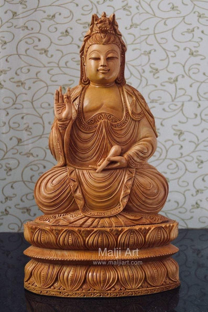 Wooden Fine Hand Carved Buddha Statue - Arts99 - Online Art Gallery