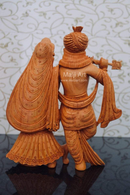 Wooden hand carved radha krishna statue - Arts99 - Online Art Gallery
