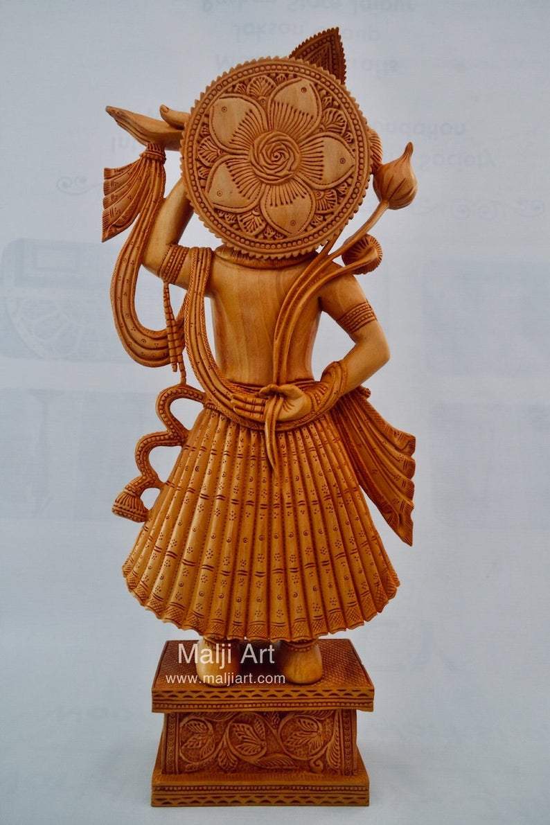 Wooden Fine Hand Carved Lord Shrinath Ji Statue - Arts99 - Online Art Gallery
