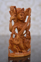 Sandalwood Beautifully Carved Goddess Saraswati Statue - Arts99 - Online Art Gallery