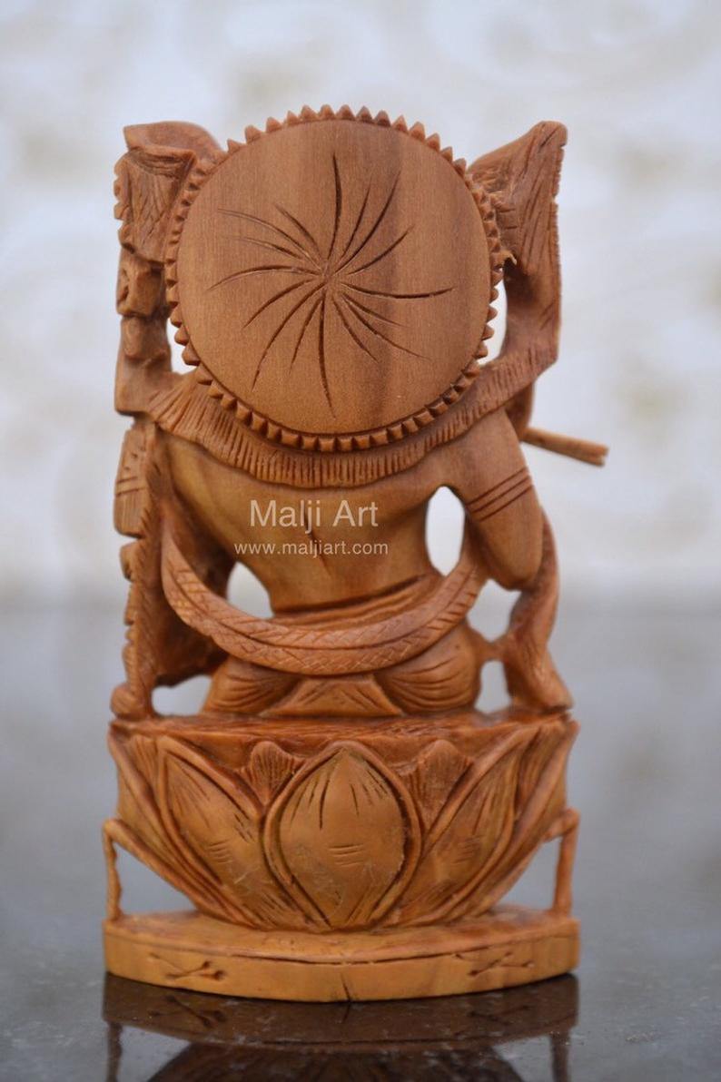 Sandalwood Carved Small Krishna Miniature idol - Arts99 - Online Art Gallery