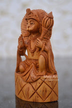 Sandalwood Carved Small Lord Hanumana Miniature Statue - Arts99 - Online Art Gallery