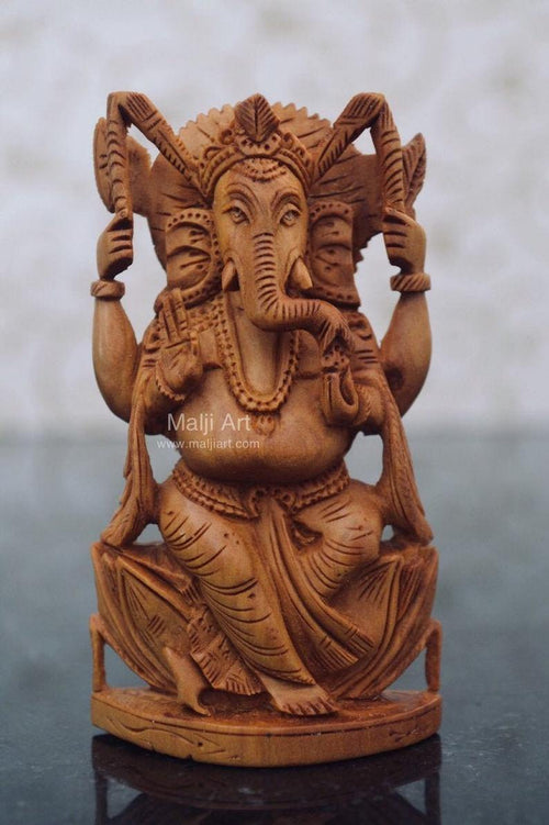 Sandalwood beautiful Hand Carved Small Ganesha Idol - Arts99 - Online Art Gallery
