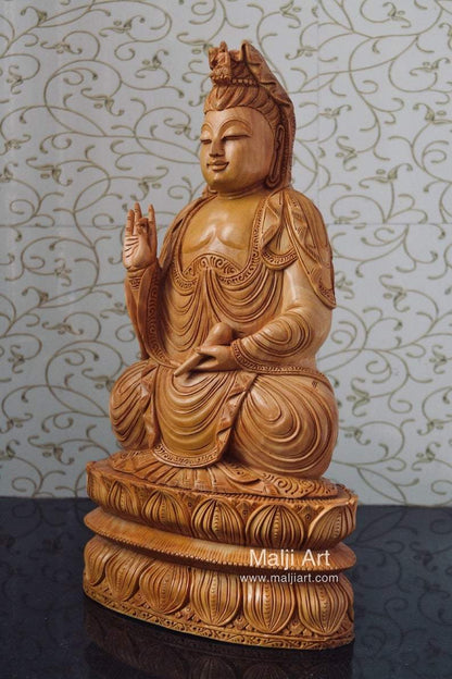 Wooden Fine Hand Carved Buddha Statue - Arts99 - Online Art Gallery