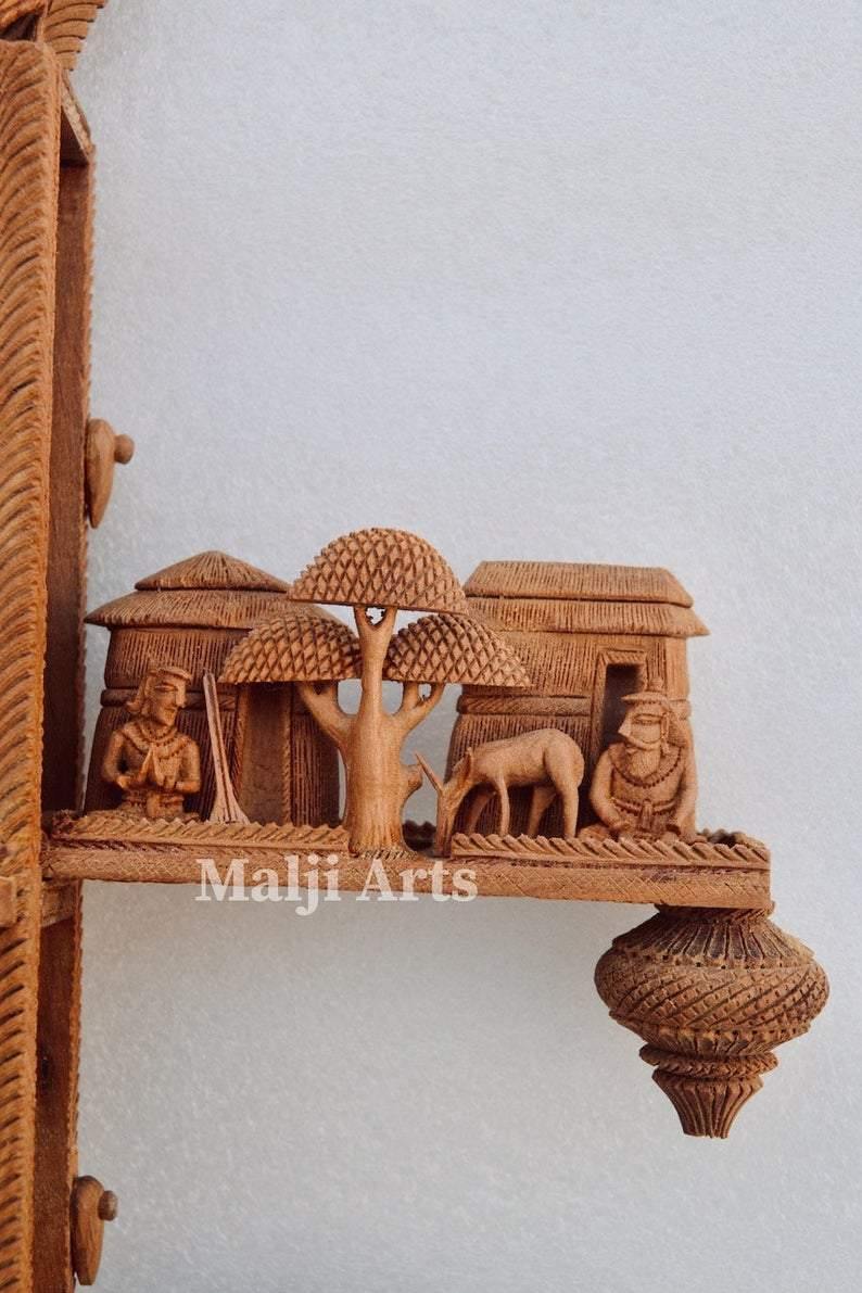 Unique Sandalwood Carved Opening Sitar or Veena Collective Art-piece by National Awarded Jangid Family - Arts99 - Online Art Gallery