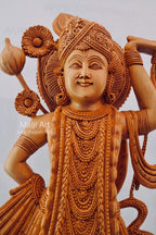 Wooden Fine Hand Carved Lord Shrinath Ji Statue - Arts99 - Online Art Gallery
