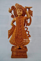 Wooden Fine Hand Carved Lord Shrinath Ji Statue - Arts99 - Online Art Gallery