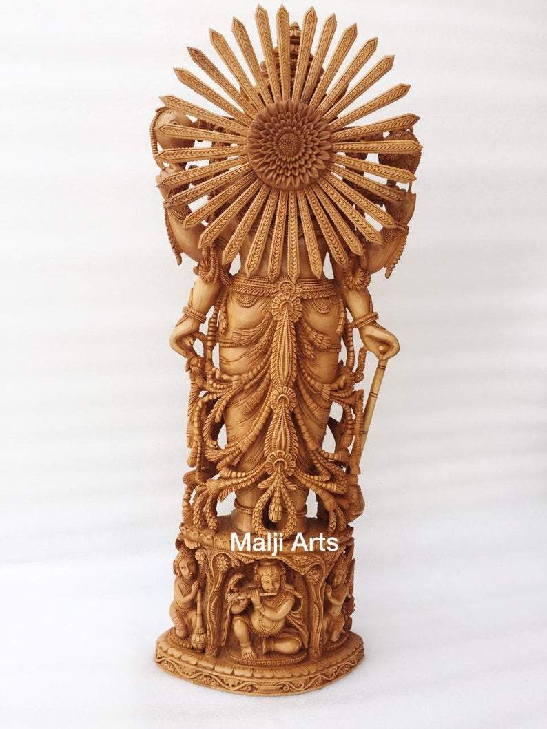 Wooden Fine High Quality Hand Carved Lord Vishnu Statue - Arts99 - Online Art Gallery