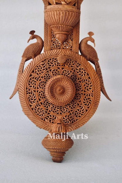 Unique Sandalwood Carved Opening Sitar or Veena Collective Art-piece by National Awarded Jangid Family - Arts99 - Online Art Gallery